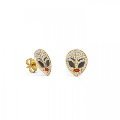 Gold & Diamond Alien Stud