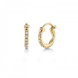 Men's Collection Gold & Diamond Mini Huggie Hoops