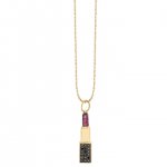 Gold Ruby & Black Diamond Lipstick Charm