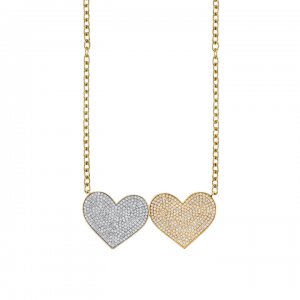 Gold & Diamond Supersize Double Heart Necklace