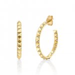 Gold & Diamond Medium Pyramid Spike Hoops