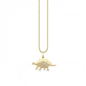 Little Loves Gold & Diamond Stegosaurus Necklace