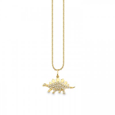 Little Loves Gold & Diamond Stegosaurus Necklace