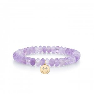 Gold & Diamond Happy Face on Lavender Amethyst