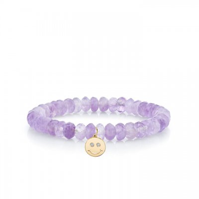 Gold & Diamond Happy Face on Lavender Amethyst