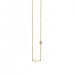 Gold Plated Sterling Silver Cross Necklace with Bezel Set Diamond