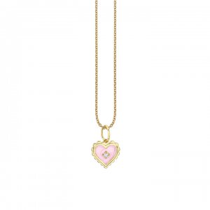 Gold & Diamond Enamel Heart Charm