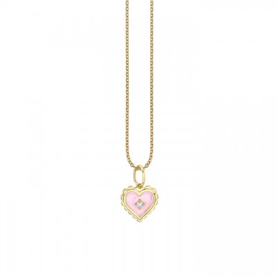 Gold & Diamond Enamel Heart Charm