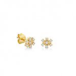 Gold & Diamond Small Marquise Eye Flower Stud