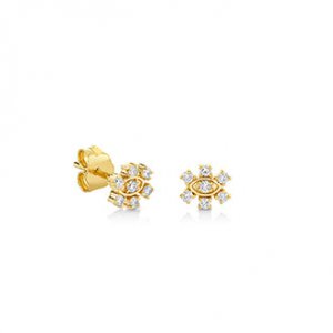 Gold & Diamond Small Marquise Eye Flower Stud