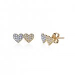 Gold & Diamond Double Heart Stud