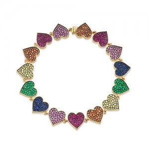 Gold Rainbow Heart Eternity Bracelet