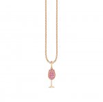 Rose Gold & Pink Sapphire Tiny Wine Glass Charm