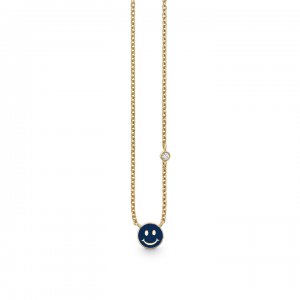 Gold & Enamel Mini Happy Face Necklace