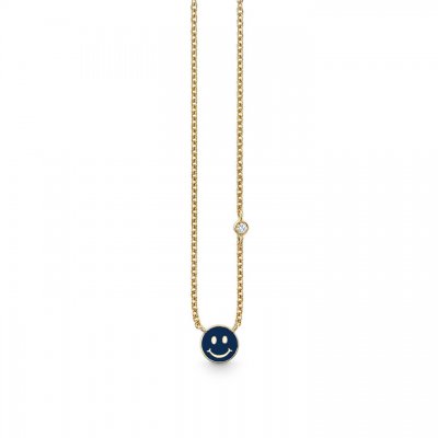 Gold & Enamel Mini Happy Face Necklace