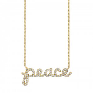 Gold & Diamond Small Peace Script Necklace