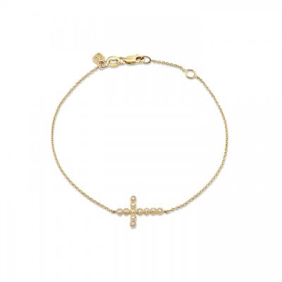 Gold & Diamond Cross Bracelet