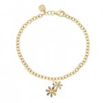 Gold & Diamond Rainbow Double Daisy Anklet