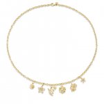 Gold & Diamond Floral Multi-Charm Necklace