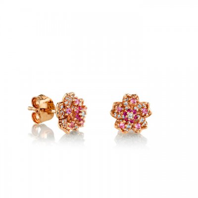 Rose Gold & Diamond Sakura Stud