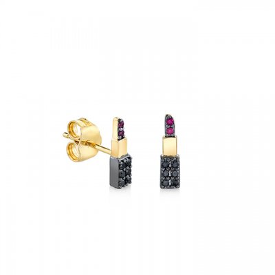 Gold & Diamond Lipstick Stud