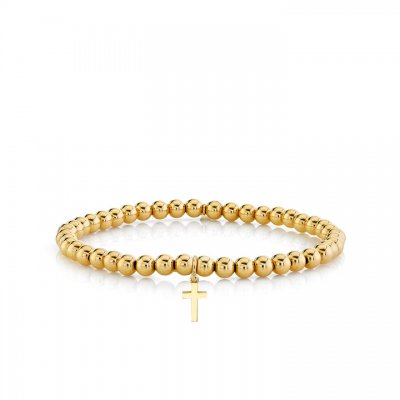 Pure Gold Tiny Cross On Gold Beads