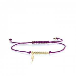 Pure Gold Tiny Lightning Bolt Cord Bracelet