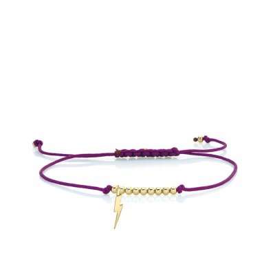 Pure Gold Tiny Lightning Bolt Cord Bracelet