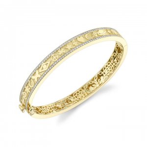 Gold & Diamond Icon Hinge Bangle