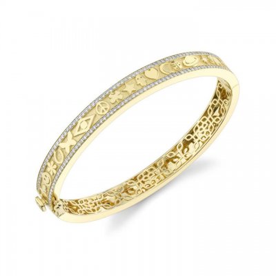 Gold & Diamond Icon Hinge Bangle