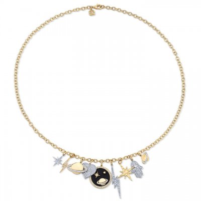 Gold & Diamond Celestial Multi-Charm Necklace