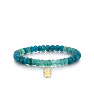 Gold & Diamond Hamsa on Shade Apatite