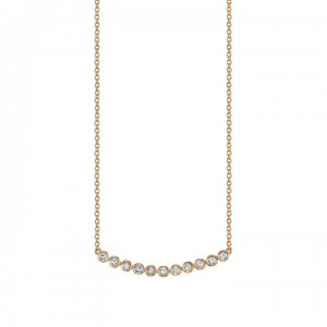 Gold & Diamond 11 Stone Bezel Necklace