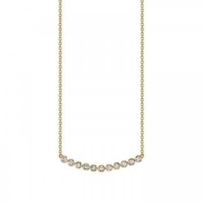 Gold & Diamond 11 Stone Bezel Necklace