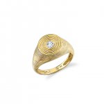 Gold & Diamond Large Fluted Signet Ring