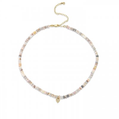 Gold & Diamond Small Heart Australian Opal Necklace