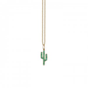 Gold & Emerald Cactus Charm