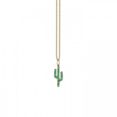 Gold & Emerald Cactus Charm