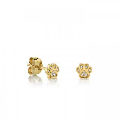 Gold & Diamond Mini Paw Stud