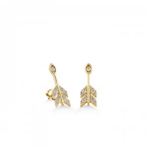 Gold & Diamond Marquise Eye Arrow Stud