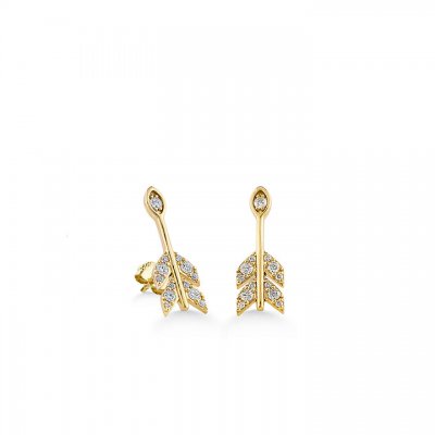 Gold & Diamond Marquise Eye Arrow Stud