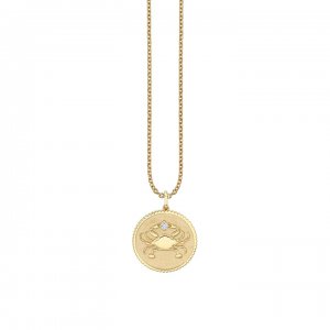 Gold & Diamond Large Cancer Zodiac Medallion