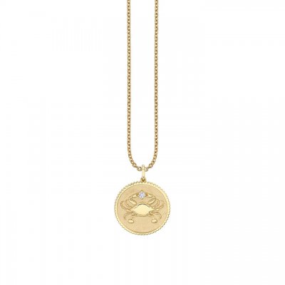 Gold & Diamond Large Cancer Zodiac Medallion