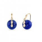 Gold & Diamond Marquise Eye Lapis Earrings