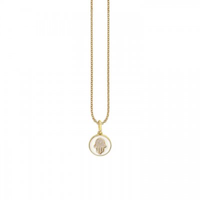 Little Loves Gold & Enamel Tiny Hamsa Medallion Necklace