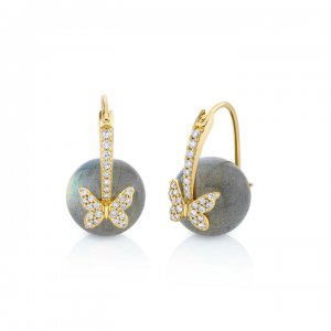 Gold & Diamond Butterfly Labradorite Earrings