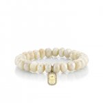 Gold & Diamond Hamsa Icon on Cream Moonstone