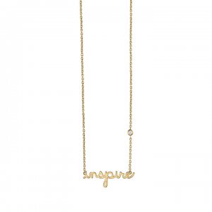 Gold Plated Sterling Silver Inspire Necklace with Bezel-Set Diamond