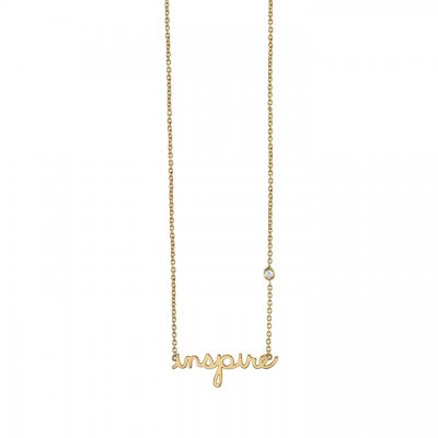 Gold Plated Sterling Silver Inspire Necklace with Bezel-Set Diamond