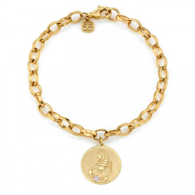 Gold & Diamond Large Zodiac Medallion Bracelet